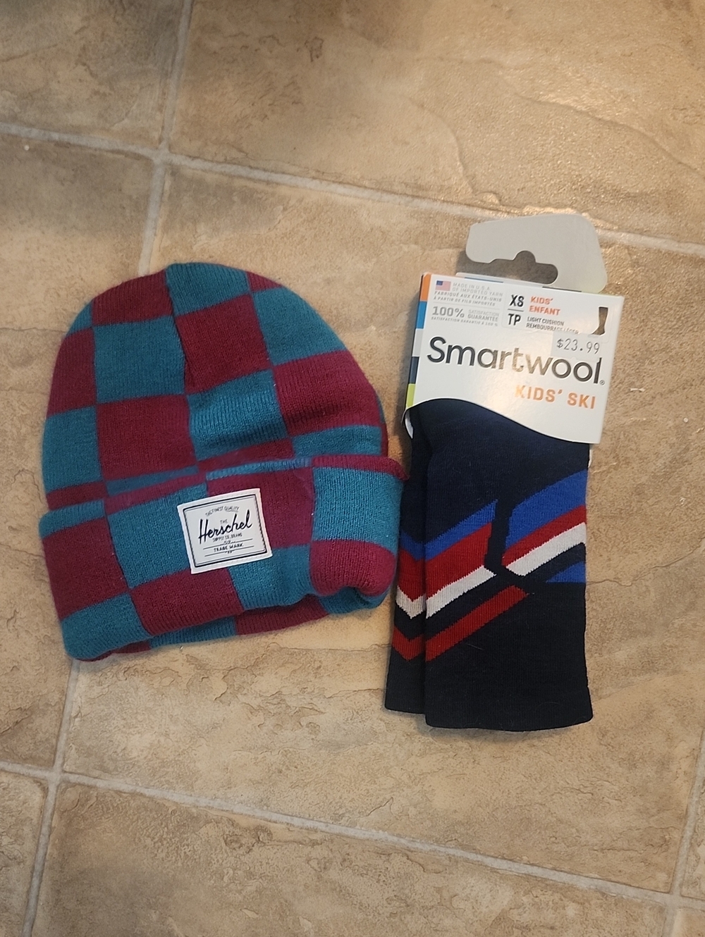kids Smartwool socks & a Herschel hat
